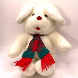 Commonwealth Christmas Mouse Stuffed Animal 14 inch White Holiday Gift VTG Plush